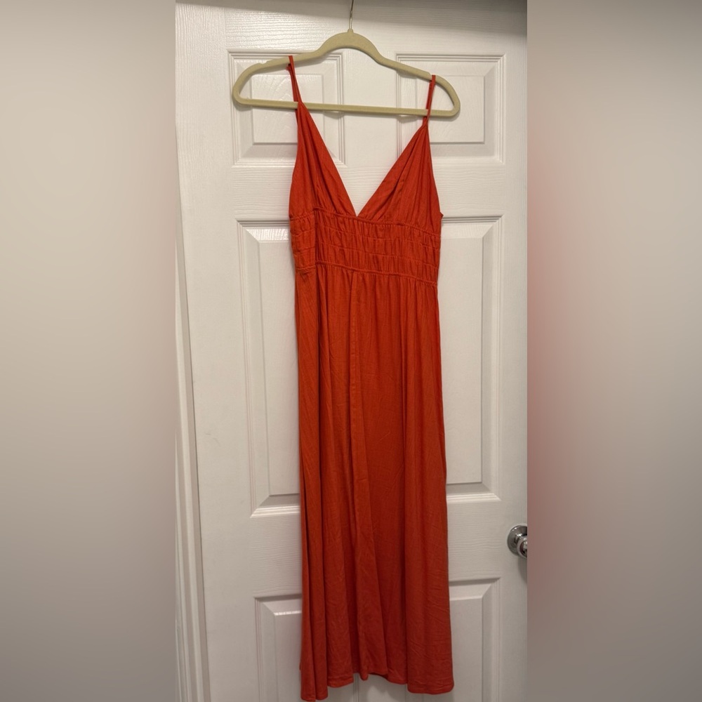 Orange Linen Maxi Dress